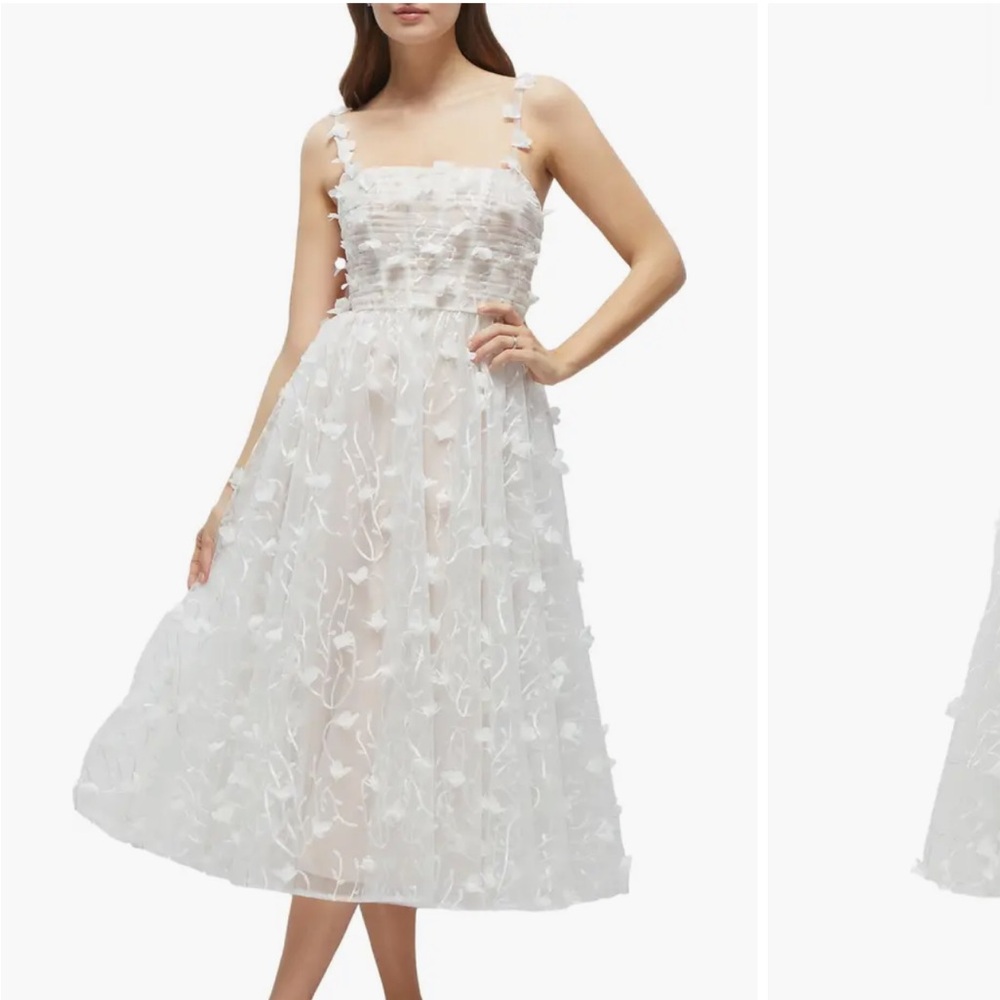 Elegant White Floral Dress- Dessy Collection